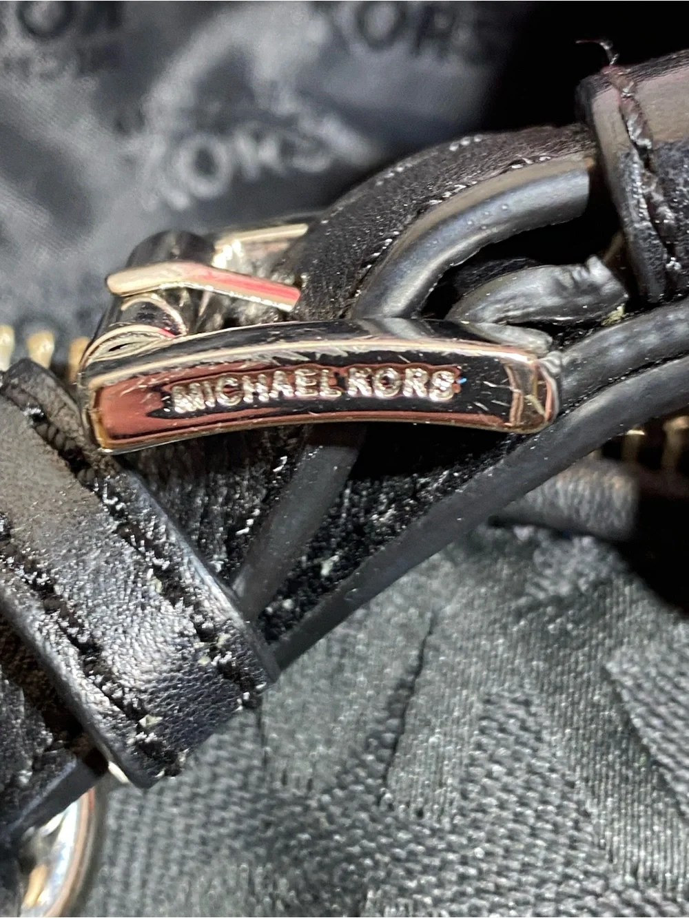 Michael Kors Black Logo Crossbody with Silver Hardware